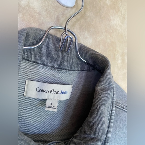 Calvin Klein Jeans 90s Y2K Grey Button Front Denim Jacket Men’s Small - Picture 4 of 8